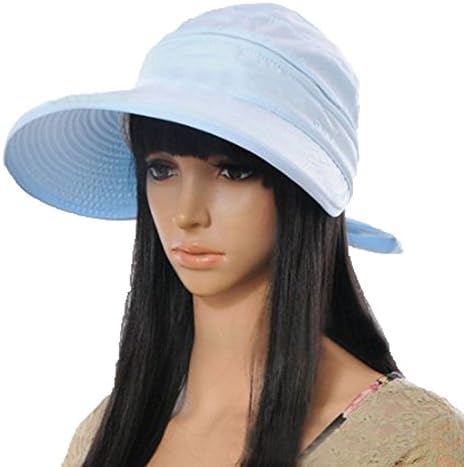 DShop Pure Cotton Chic Butterfly Sun Hat Wide Brim Summer Visor Floppy Fold Beach Hat Golf Cap for Women Girls,UPF UV Protection (Blue)