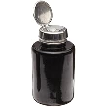 MENDA Round Black Glass Bottle With Stainless Steel One Touch Pump