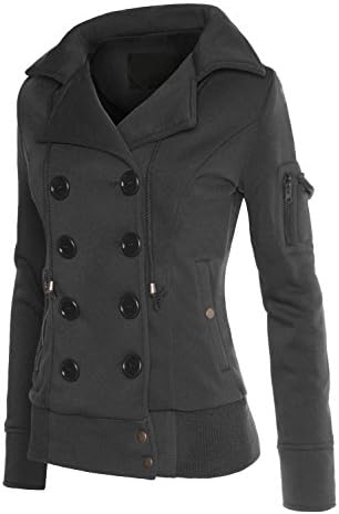 RubyK Womens Classic Double Breasted Pea Coat Jacket