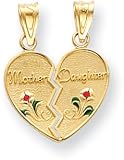Green/Red Enameled Mother/Daughter Charm, 14K Yellow Gold
