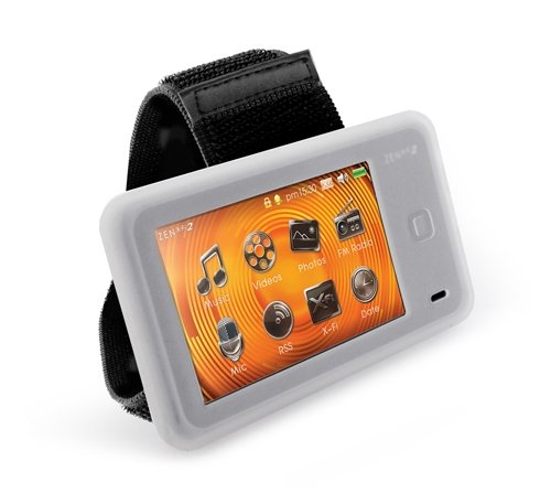 Tuff-Luv Slim&Lite Silicone skin case cover with armband for Creative Zen X-fi 2 Xfi2 X-Fi2 (clear)