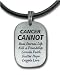 What Cancer Cannot Do Necklace Pendant Jewelry - Pewter Dog Tag with PVC rope chain. Cancer Awareness, Cancer Survivor Pink Ribbon Inspirational Jewelry (Cancer Can't Do Enamel Quote). For Men or Women!