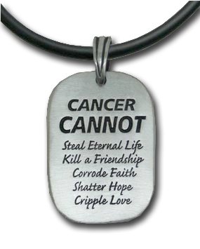 What Cancer Cannot Do Necklace Pendant Jewelry - Pewter Dog Tag with PVC rope chain Cancer Awareness CancerB0055KSJ1W 
