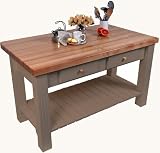 John Boos Grazzi Kitchen Island with Breakfast Bar, Useful Grey Stain