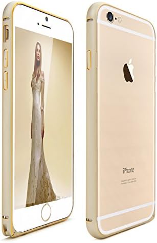 iPhone 6 Plus Case, COTEETCI® [Rainbow Series] iPhone 6 Plus(5.5) Case Protective Aluminum Metal Frame Bumper with Trendy Color Case for iPhone6 Plus(5.5 inch) (2014)-Champagne+Gold edge
