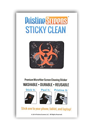 Pristine Sticky Clean - Microfiber Screen Cleaner Sticker for iPhones, smartphones, tablets and cameras! (Bio Hazard Design) ON SALE NOW!!