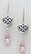 Earrings - Sterling Silver Celtic Heart and Swarovski Pearl and Crystal