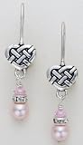 Earrings - Sterling Silver Celtic Heart and Swarovski Pearl and Crystal