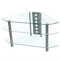 Glass/Steel Corner TV Stand - Clear/ Chrome (44")