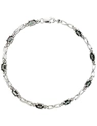10k White Gold XOXO Hugs & Kisses Tennis Bracelet w/ 0.05 Carat Brilliant Cut Diamonds & 2.25 Carats Oval Cut Mystic Topaz Stones, 1/8 in. (3.5mm) wide