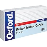 Oxford Ruled Index Cards, 5 x 8 Inches, White, 100 Cards per Pack (51)