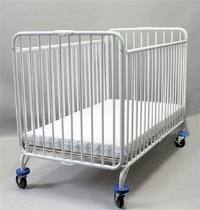 L.A. Baby 53 x 30 x 40 1/2 Full Size Metal Folding Crib with 4 Casters