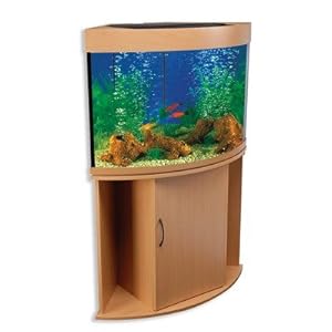 Penn Plax 36-Gallon Corner Aquarium Tank with Stand, Beech