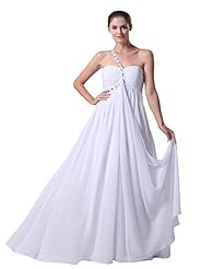  One Shoulder Chiffon Maxi Dress  With Rhinestones