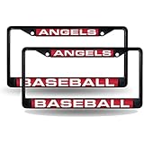 Anaheim LA Angels Black Metal (2) Laser License Plate Frame Set
