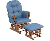 Stork Craft Hoop Glider and Ottoman Set, Cognac/Denim