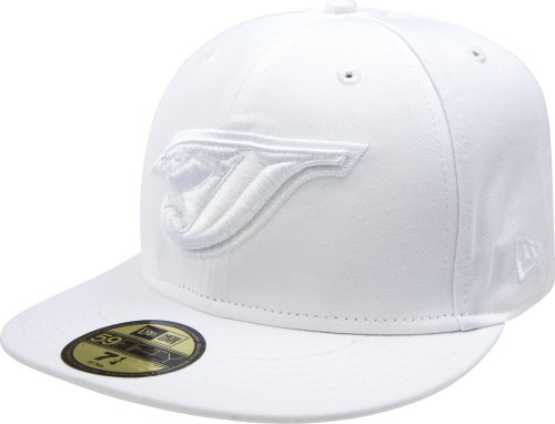 MLB Toronto Blue Jays White on White Home Logo 59FIFTY Fitted Cap (7 3/8)