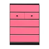 アルファタカバ かっこいい女性チェストシリーズ タバサチェスト 75cm幅5段 ピンク(ハートブラック)