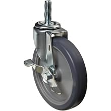 E.R. Wagner Stem Caster, Swivel with Pinch Brake, TPR Rubber on Polyolefin Wheel