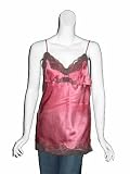 GOLD HAWK Lace Silk Tunic Top in Raspberry