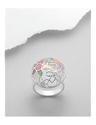 Flower Shell Ring In 92.5 Sterling Silver