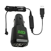 Malcom Distributors Dual Port / Socket USB Cable Car Cigarette Lighter VPA DC Charger Adapter for 2 Devices at Same Time and Plantronics USB Charger for 320, 330, 340, 350, 510, 520, 521, 590, 610, 640, 645, 650, 655, 665