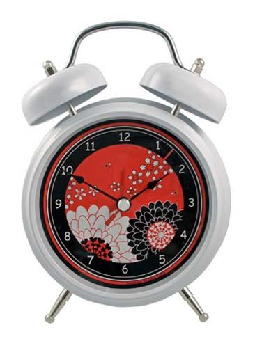 Japanese Garden Alarm Clock Blk Posies