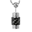 Stainless Steel Hanging Cubic Zirconia "Only Love" Cylinder Pendant Necklace