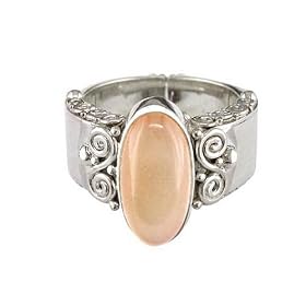 Sterling Silver Pink Moonstone Ring by Sajen by Moonstone Birthstones