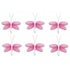 2" Dark Pink (Fuchsia) Mini (X-Small) Glitter Dragonfly Dragonflies 6pc set - nylon nursery bedroom girls room ceiling wall decor, wedding birthday party baby bridal shower