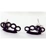 BRASS KNUCKLE EAR STUDS in Black