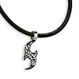 Stainless Steel and Black Accent Tribal Necklace