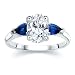 2.01 CT OVAL DIAMOND W PEAR BLUE SAPPHIRE RING 18K