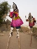 IMAGE OF Masked Ceremonial Dogon Dancers on Stilts Near Sangha, Mali, West Africa Stretched Canvas Poster Print by Gavin Hellier, 30x40