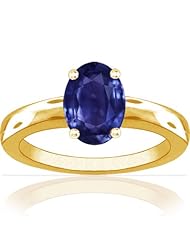 18K Yellow Gold Oval Cut Purple Sapphire Solitaire Ring