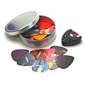 broke Guitar Picks Celluloid 0.46-1.20mm 25-Pack w/ Pick Holder in Tin