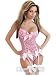 Sexy Valentines Pink Hearts & Bows Print Garter Bustier Basque Lingerie Set 8-12