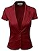 Doublju Women Short Sleeve Cotton Span Satin Fabric Blazer