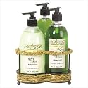 MINT AND SAGE SHOWER BATH BODY BEAUTY SET WICKER BASKET