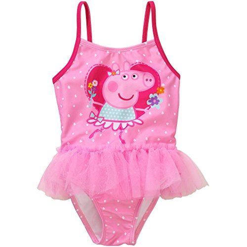 Peppa Pig One Piece Pink Tutu Swimsuit for Little Girls (3T, pink)