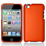 Premium Rubberized Snap-on Hard Crystal Front and Rear Case Cover for Apple iPod Touch 4G, 4th Generation, 4th Gen - orange compatible with 8GB / 32GB / 64GB