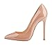 EKS Women's Sitrible High Thin Heel Patent Leather Pointed Toe Pumps
