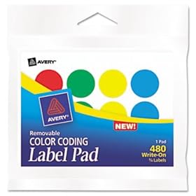 Avery 45472 - Permanent Label Pads, 3/4 Dia., Assorted, 480/Pack-AVE45472