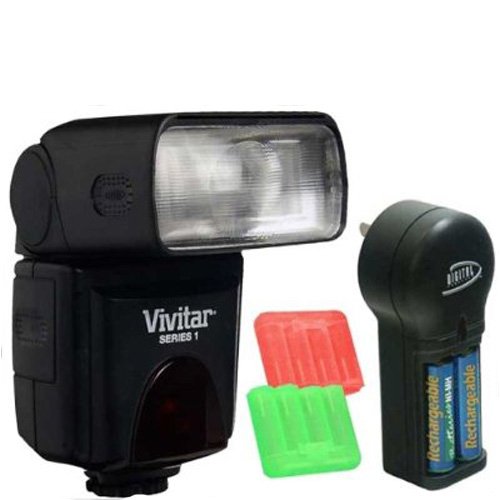Vivitar DF-383 Auto/Bounce/Swivel Head Power Zoom Flash Bundle for Nikon D40, D40x, D50, D60, D80, D90, D200, D300, D700, D3, D3x Digital SLR Cameras