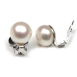 Bling Jewelry Sterling Silver Freshwater White Pearl Clip On Earrings 9mm