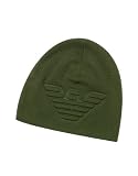 Emporio Armani Raised Embossed Eagle Logo Wool Skull Cap Green