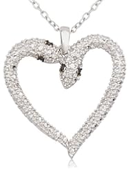 Sterling Silver and Black Diamond Accent Snake Heart Pendant