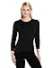 100% Merino Wool Women's Lightweight Crew - Base Layer Long Sleeve Shirt - Black - X-Small