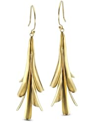 Plant Motif Yellow Gold Plated Earrings In Silver
