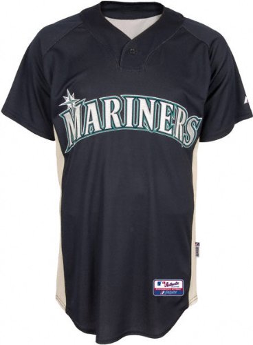 Seattle Mariners Youth COOL BASE Batting Practice Jersey by Majestic Athletic - Navy Large